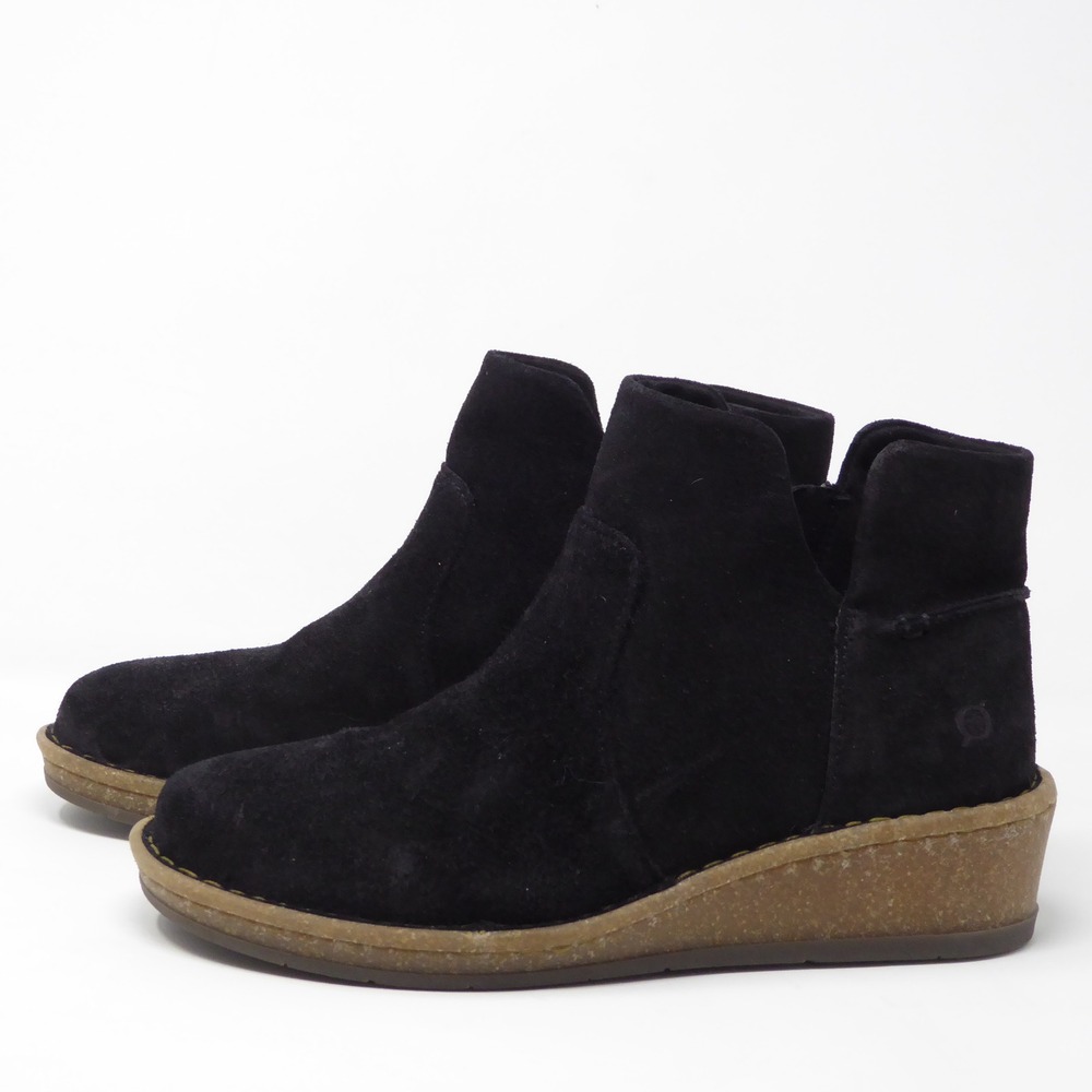NEW Born Viv Womens Ankle Boots Booties Black Suede Wedge Heel Size 9 - Picture 5 of 10